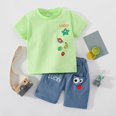 2-piece Cartoon Fruit Short-sleeve Top and Shorts for Toddler