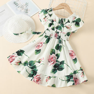 Toddler Girls Sweet Floral Color-block Dress
