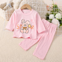 2-piece Toddler Girl Pure Cotton Letter and Bear Printed Long Sleeve Top & Solid Color Pants  Pink