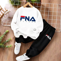New style casual sweatshirt two-piece suit for middle and large boys handsome trendy brand children's sports  White
