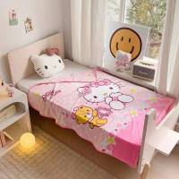 Manta de verano de una sola capa para niños, manta de franela con dibujos animados de gato kt, aire acondicionado, siesta  Multicolor