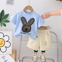 Children's clothing wholesale dropshipping children's summer clothing new casual short-sleeved children's suit boys' thin T-shirt two-piece set  Blue