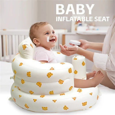 Children's PVC inflatable learning chair baby bath stool baby dining chair BB small sofa portable and foldable