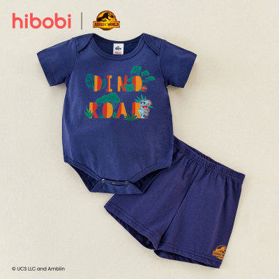 hibobi×Jurassic Baby Boy Cartoon Print Short Sleeve Cotton Jumpsuit&Shorts