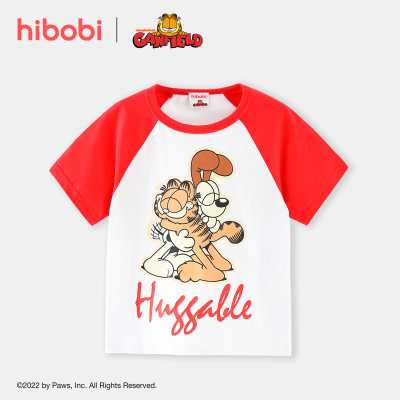 hibobi x Garfield Toddler Boy Basic Cotton Cartoon Round Neck T-shirt