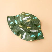 Cappello da pescatore bambino in puro cotone con stampa squalo allover  verde