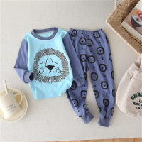 New style children's underwear suit pure cotton breathable soft cute boy two-piece children's clothing  Blue