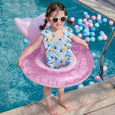 Thickened pink mermaid swimming ring infant seat ring