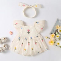 Baby girl's summer clothes, short-sleeved, thin triangle bag, baby jumpsuit, hundred-day full moon crawling suit  Apricot