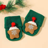 Calcetines tobilleros estilo navideño para niños  Verde
