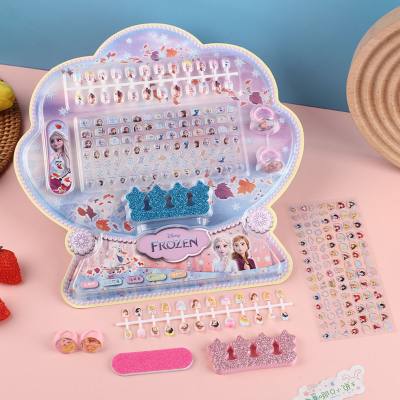 Ye Luoli conjunto de adesivos de unhas infantis genuínos, adesivos de decoração de gemas DIY, gelo, princesa Ling, adesivos de brinquedo de princesa