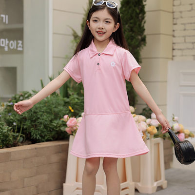 Mädchen Sommer dünnes Prinzessinkleid Mädchen Sport Polokleid kleines Mädchen koreanischer Stil Rock Kinder Kurzarmrock