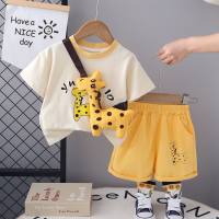 Children's clothing boys summer two-piece new baby short-sleeved suit  Beige