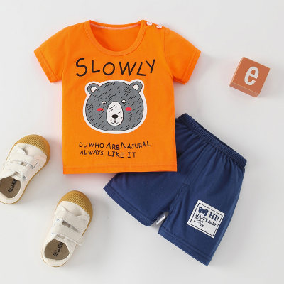 Toddler Boy Cartoon Color-block Top & Shorts Pajamas Sets