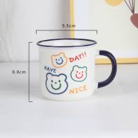 Cute simple cartoon smiling face high-value children's ceramic cup  Multicolor