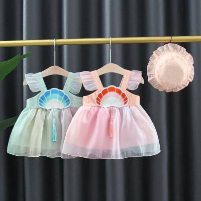 Modetrend-Baby-Kleid mit Trägern, süßes Mädchen-Sommertrend, verträumtes Regenbogen-Prinzessinnenkleid, trendige Lieferung