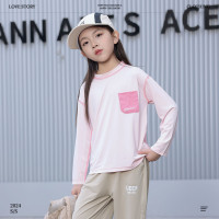 Children's summer sun protection T-shirts boys sports quick-drying long-sleeved T-shirts girls anti-ultraviolet ice bottoming shirts  Pink