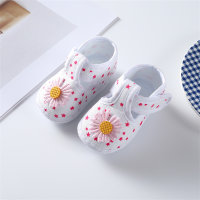 Chaussures pour tout-petits en tissu à semelle souple imprimée à motif de fleurs pour bébés et tout-petits  Rose