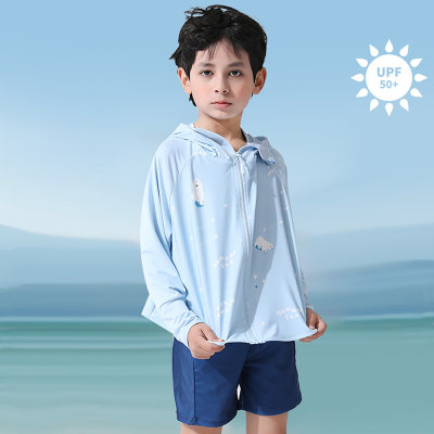 Vêtements de protection solaire à capuche imprimé ours polaire pour tout-petit garçon