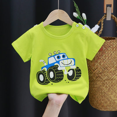 T-shirt à manches courtes pour enfants de nouveau style vêtements d'été pour filles en pur coton vêtements pour enfants d'été pour bébés garçons hauts livraison d'une seule pièce