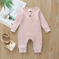 Baby Cute Solid Color Long-sleeve Jumpsuit (Suggest to Buy a Larger Size）  Pink