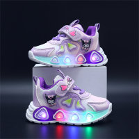Zapatos deportivos transpirables luminosos con patrón de dibujos animados para niños.  Púrpura