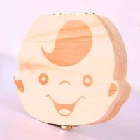 Children's milk teeth box tooth replacement collection box boy girl fetal hair tooth replacement wooden storage box milk teeth souvenir box  Multicolor