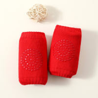 Solid Color Knitted Knee Pads  Red