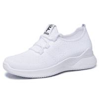 Shoes women new style casual fashion running shoes flying woven breathable women's shoes soft sole trendy sports shoes women  White