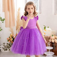 Girls princess dress tutu flower girl dress children piano performance costume little girl dress  Purple