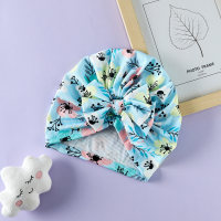 Bandeau bébé en pur coton à imprimé floral et nœud papillon  Bleu