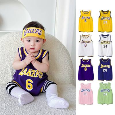 Qiletu summer new style 0-3 years old boys and girls baby basketball leisure sports crawling clothes one-piece romper