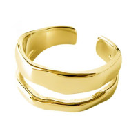 Anillo abierto simple y fresco para mujer edición coreana con anillo irregular de onda suave de doble capa  Multicolor