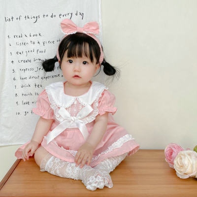 Summer clothes new baby girl Lolita dress princess dress girl baby Korean style dress 100-day summer outing wear