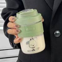College style cup ins high value straw cup plastic water cup female student cute coffee cup children's handy cup  Green