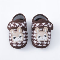 Chaussures pour tout-petits à semelle souple et imprimé lapin pour bébé  Kaki