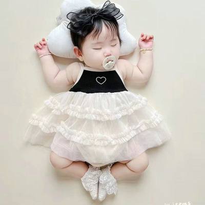 Newborn baby summer thin gauze skirt bag sling ins style baby girl one-piece one-month-old one-year-old dress