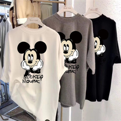 Camiseta de manga corta con cuello redondo y dibujos animados de Mickey Mouse