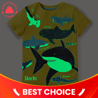 T-shirt stampata con squali fluorescenti per bambini