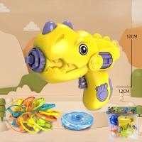 New children's toys UFO gyro dual-purpose dinosaur gun flying flash outdoor bamboo dragonfly luminous frisbee  Yellow