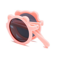 نظارات شمسية للأطفال قابلة للطي على شكل دب  وردي 