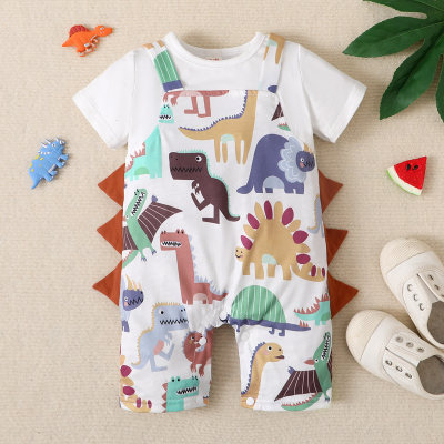 hibobi Baby Boy Cute Dinosaur Print Short Sleeve Bodysuit