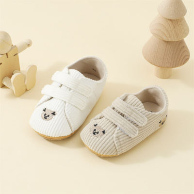 Baby Boy Solid Color Bear Pattern Soft Sole Velcro Shoes
