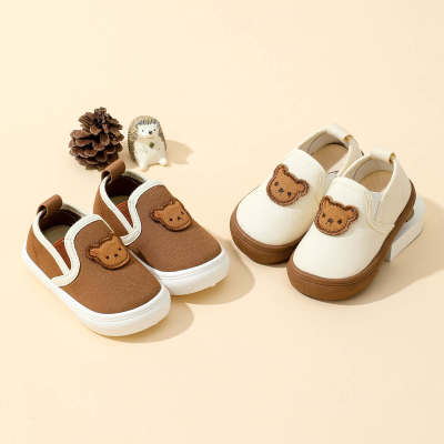 Zapatos de lona sin cordones estilo oso de color sólido para niños pequeños