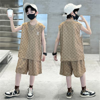 ملابس أطفال للأولاد بدلة صيفية سترة رياضية نمط صيفي للأولاد ماركة عصرية وسيم  كاكي