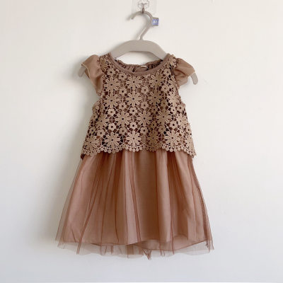 Special price Japanese children's clothing 80-100 baby girl baby skirt woven flower gauze skirt fake two pieces