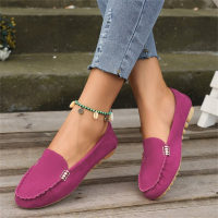 Spring and summer round toe flat heel pumps single shoes metal buckle flat shoes for women toe shoes casual shoes  Hot Pink