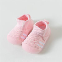 أحذية جوارب شبكية مخططة للأطفال أحذية طفل صغير  وردي 