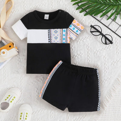 Baby Boy 2 Pieces Geometric Boho Pattern T-Shirt & Shorts