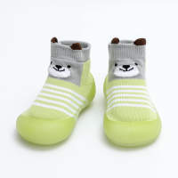 Sapatos infantis antiderrapantes com padrão animal para crianças  Verde